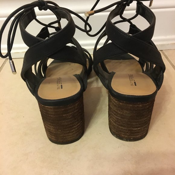 Black Strappy Chunky Heel Sandals - Picture 4 of 6